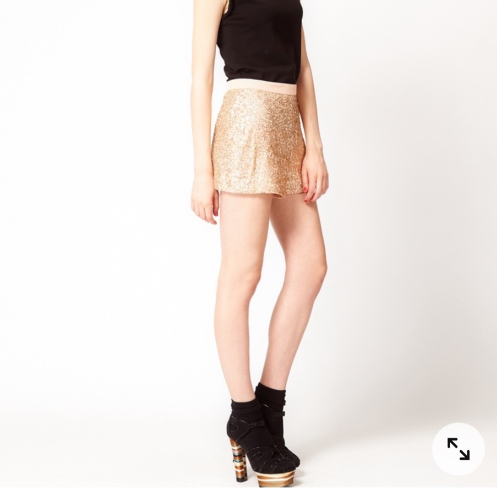 French Connection Gold Sequin Shorts